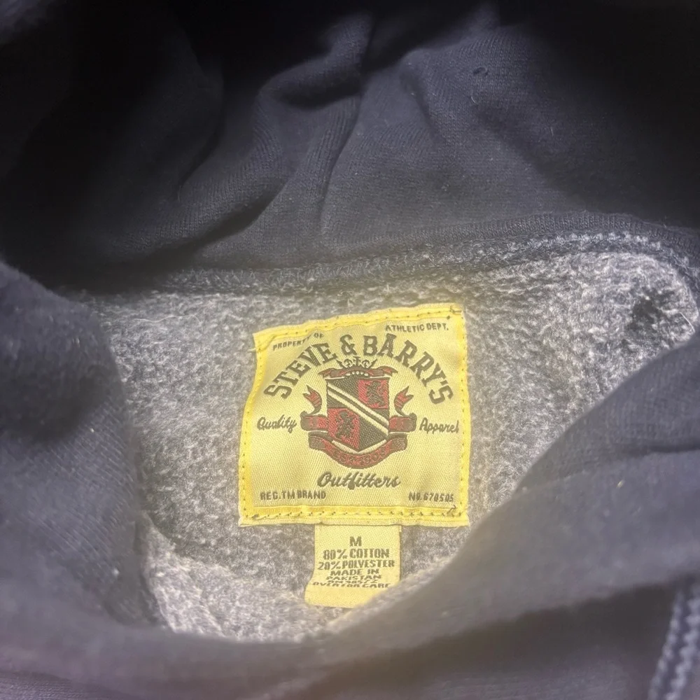 Vintage Steve & Barrys Union Jack navy blue hoodie sweatshirt Men’s Medium - Picture 3 of 6